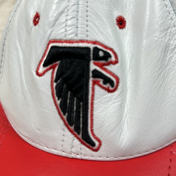 Vintage Logo Athletic Atlanta Falcons LEATHER hat buckle back, 90's, White /red - Picture 6 of 9